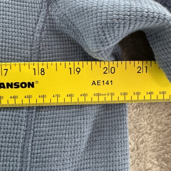 Eddie Bauer Sweater Mens M Blue Ultrasoft Thermal Henley Waffle Crew Neck L/S - Picture 8 of 12